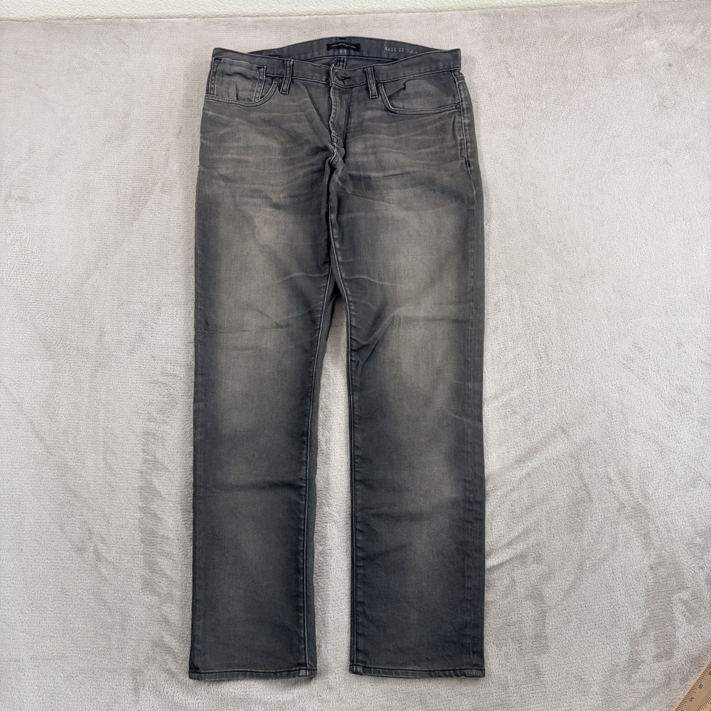 John Varvatos Bowery Slim Straight Jeans Grey Denim Men 34x32‎ Made in USA
